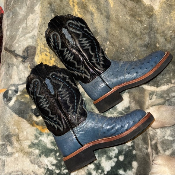 Lucchese Shoes - Lucchese Black and Blue Women's Cowboy Boots